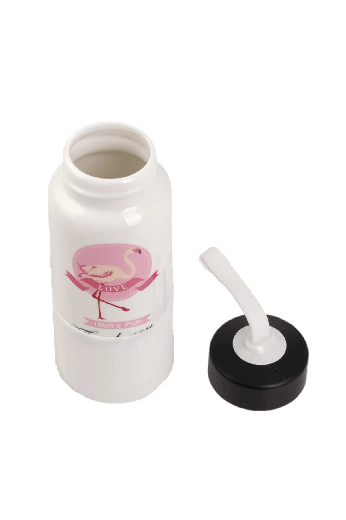 Flamingo Resimli Porselen Matara Silikon Tabanlı Thank You 