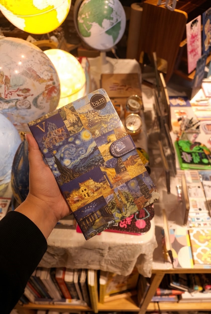 Vincent Van Goghun Gece Teması B6 Çizgili Sert Kapaklı  Defter