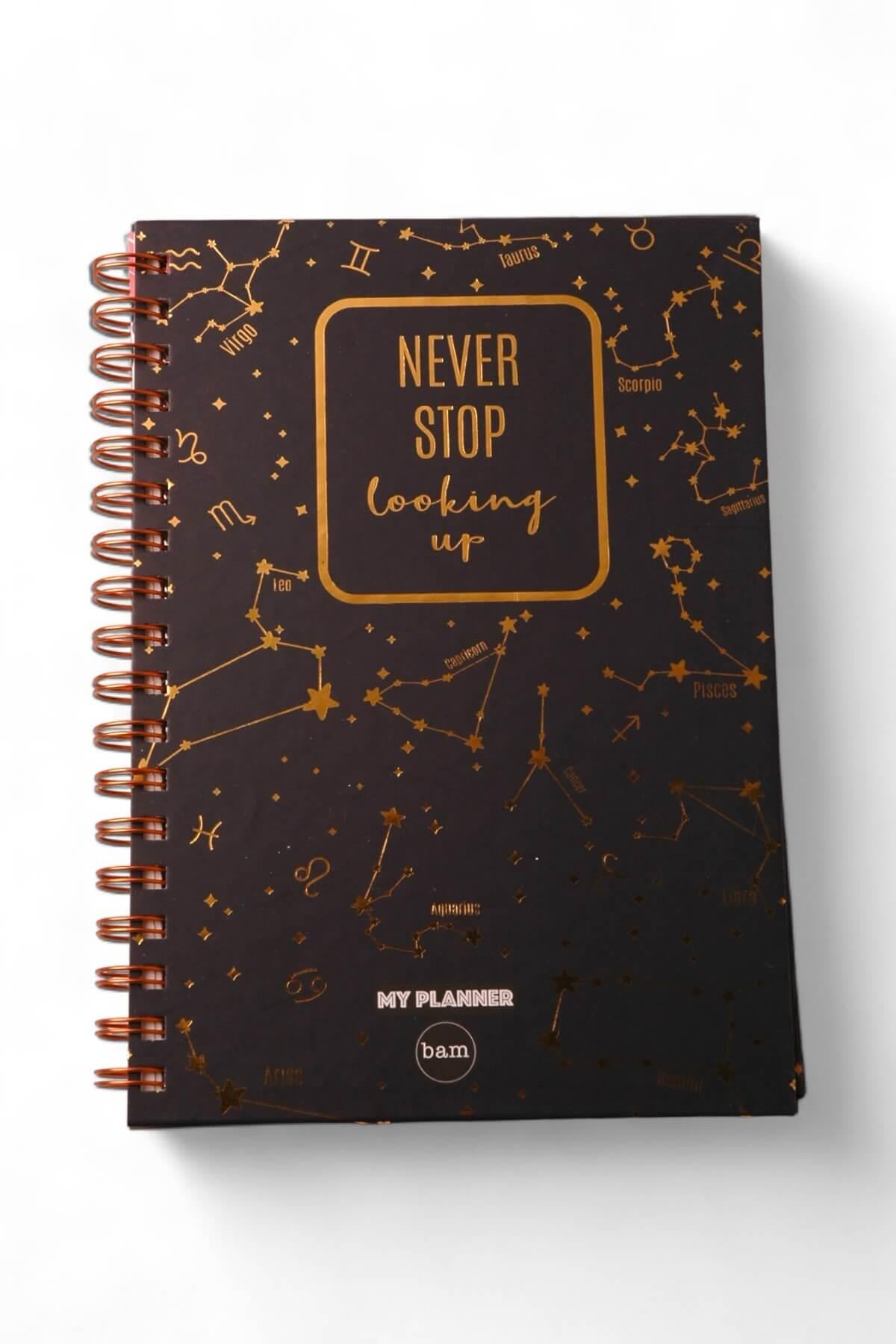 Yıldız Haritası Tasarımlı Konuşan Stickerlı Ajanda Defter