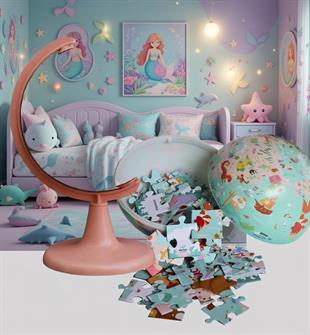  Mermaid Journey Globe + Puzzle (15 cm Globe-54 Pcs Puzzle)