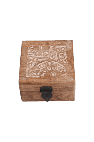 10x10 Ahşap Kabartma Desenli Kare Kutu