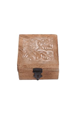10x10 Ahşap Kabartma Desenli Kare Kutu