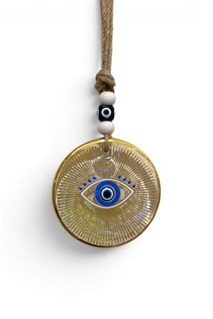 11cm Şeffaf Cam Yaldız Baskılı Nazarlık No.3