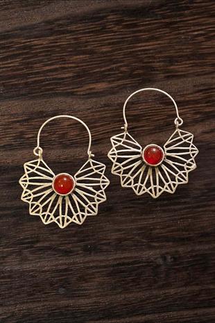 1306 Yan Duran Büyük Halka Gümüş Renk Döküm Küpe