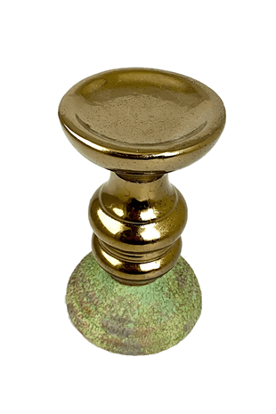 13,5x23,5cm Eskitme Seramik Bronz Şamdan