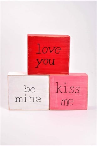 13x13cm 3lü Ahşap Kare Bloklar