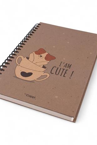 13x21cm Kraft Spiralli Cute  160 Sayfa Çizgili Kalın Kapak Defter