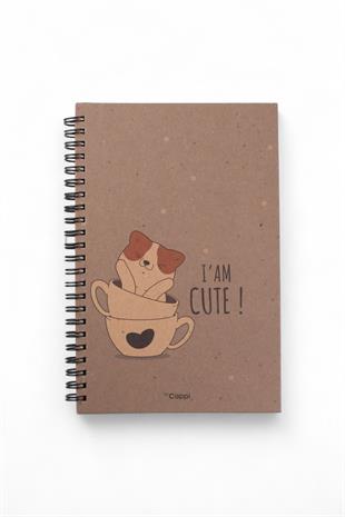13x21cm Kraft Spiralli Cute  160 Sayfa Çizgili Kalın Kapak Defter