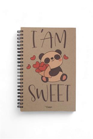 13x21cm Kraft Spiralli Sweet  160 Sayfa Çizgili Kalın Kapak Defter