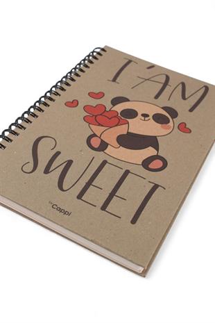 13x21cm Kraft Spiralli Sweet  160 Sayfa Çizgili Kalın Kapak Defter