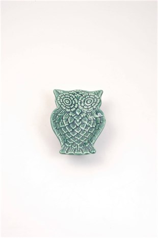14 cm Yeşil Seramik Baykuş Çerezlik