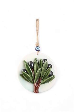 14cm Zeytin Ağacı Seramik Yuvarlak Nazarlık