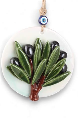 14cm Zeytin Ağacı Seramik Yuvarlak Nazarlık