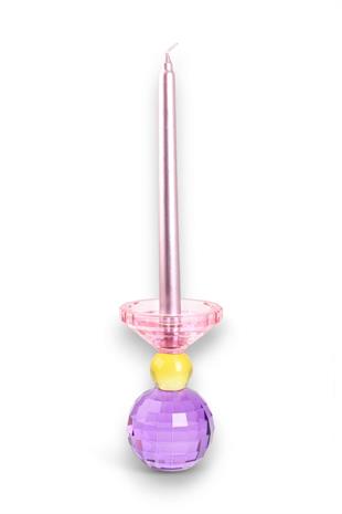 15cm Kristal Top Mumluk Mor Pembe