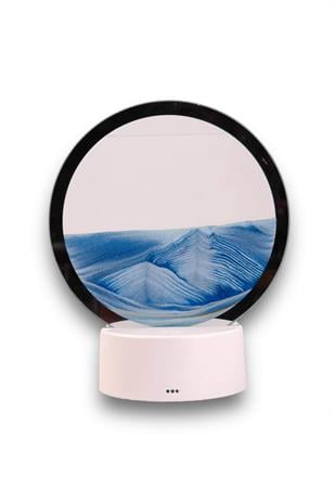 16cm USB Mavi Kumlu Işıklı Yuvarlak Çerçeve Dekor