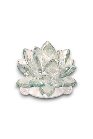 16x18cm Yeşil Kristal Lotus Çiçeği Mumluk