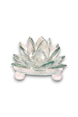 16x18cm Yeşil Kristal Lotus Çiçeği Mumluk