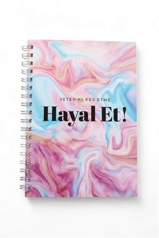 17x24cm Spiralli Kareli Mesajlı Sert Kapak 160 Sayfa Defter