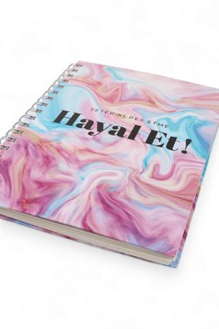 17x24cm Spiralli Kareli Mesajlı Sert Kapak 160 Sayfa Defter