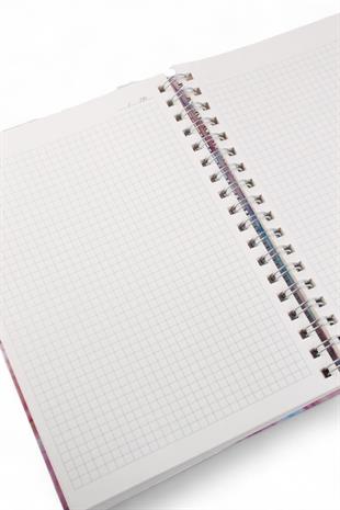 17x24cm Spiralli Kareli Mesajlı Sert Kapak 160 Sayfa Defter