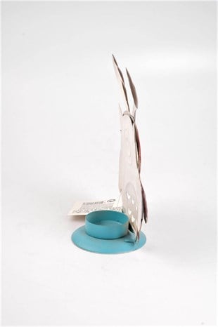 18cm Boynuzlu Metal Baykuş Mumluk