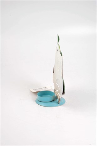 18cm Yeşil Metal Baykuş Mumluk