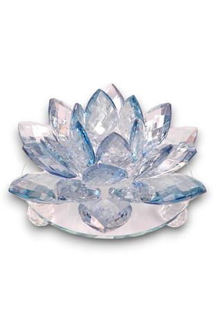 18x23cm Mavi Kristal Lotus Çiçeği Mumluk