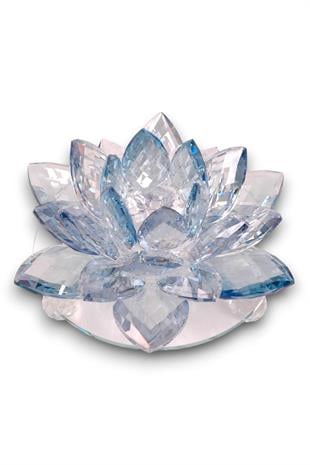 18x23cm Mavi Kristal Lotus Çiçeği Mumluk