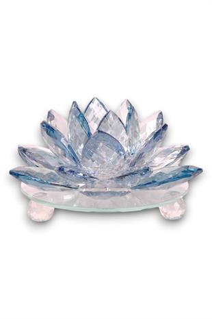 18x23cm Mavi Kristal Lotus Çiçeği Mumluk
