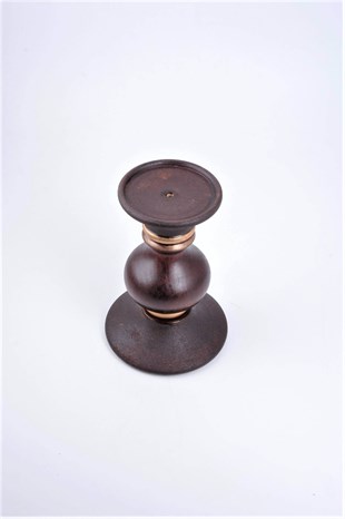 19 cm Bordo Ahşap Tombul Kütük Mumluk