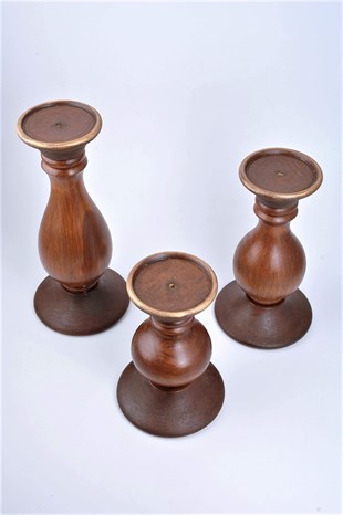 19 cm Kahve Ahşap Tombul Kütük Mumluk