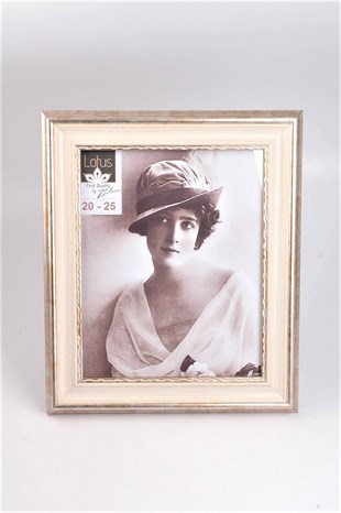 20 x 25 cm Krem Platin Ahşap Çerçeve