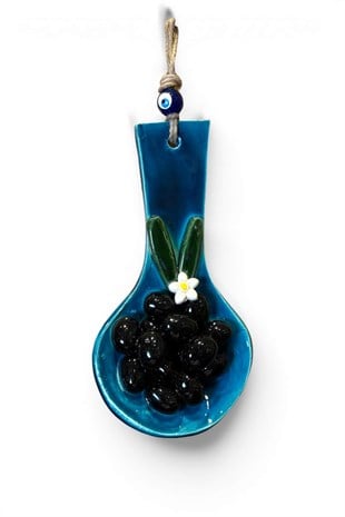21cm Zeytinli Seramik Kaşık Askılı Nazarlık