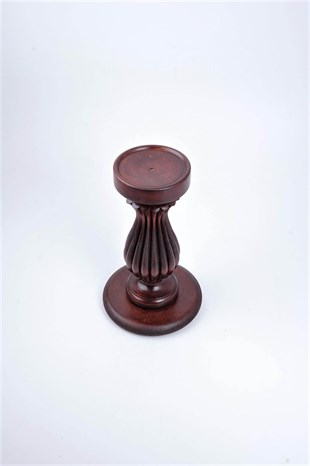 23 cm Bordo Ahşap Oluklu Kütük Mumluk