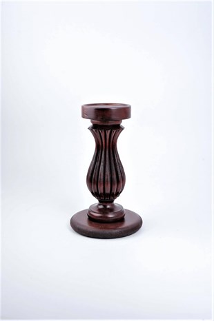 23 cm Bordo Ahşap Oluklu Kütük Mumluk