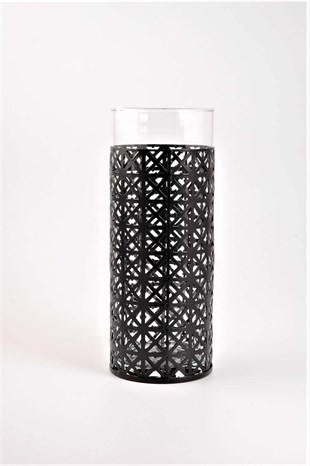 23 cm Siyah Antik Hitit Desen Vazo