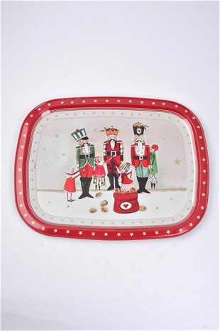 23x30 cm Metal Kırmızı Fındıkkıranlı Tepsi