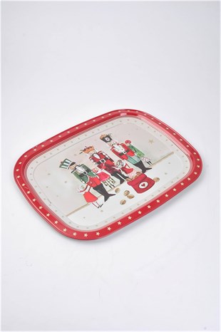 23x30 cm Metal Kırmızı Fındıkkıranlı Tepsi