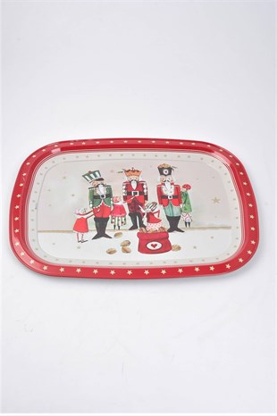 23x30 cm Metal Kırmızı Fındıkkıranlı Tepsi