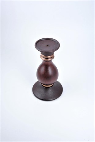 24 cm Bordo Ahşap Tombul Kütük Mumluk