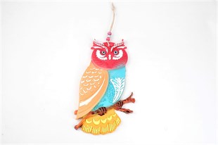 24cm Renkli Polyester Baykuş Askılı Dekor(mavi)