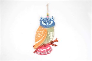 24cm Renkli Polyester Baykuş Askılı Dekor(mavi)