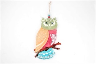 24cm Renkli Polyester Baykuş Askılı Dekor(mavi)