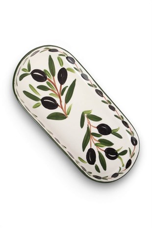 24x11cm Oval Zeytin Desenli Sunumluk
