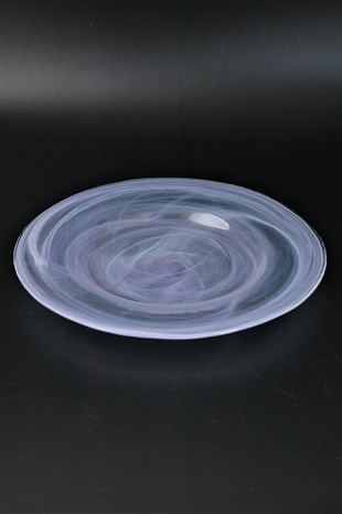 25cm Lila Alabaster Cam Servis Tabağı
