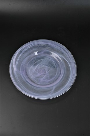25cm Lila Alabaster Cam Servis Tabağı