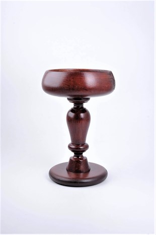 26 cm Bordo Ayaklı Ahşap Kase