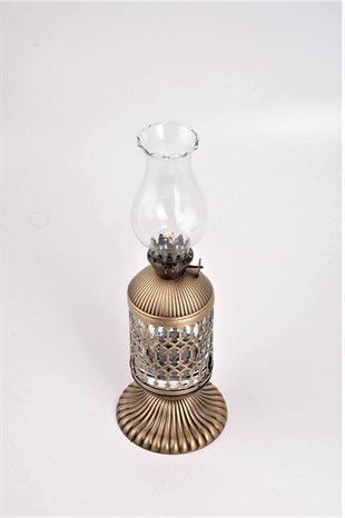29 cm Antik Eskitme Gaz Lambası