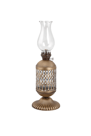 29 cm Antik Eskitme Gaz Lambası