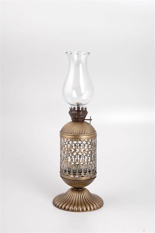 29 cm Antik Eskitme Gaz Lambası